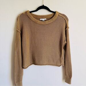 American Eagle Tan Knit Cropped Sweater XS